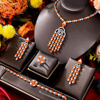 New Fashion Turquoise UAE Dubai Bridal Jewelry Set For Women-necklace-Bennys Beauty World
