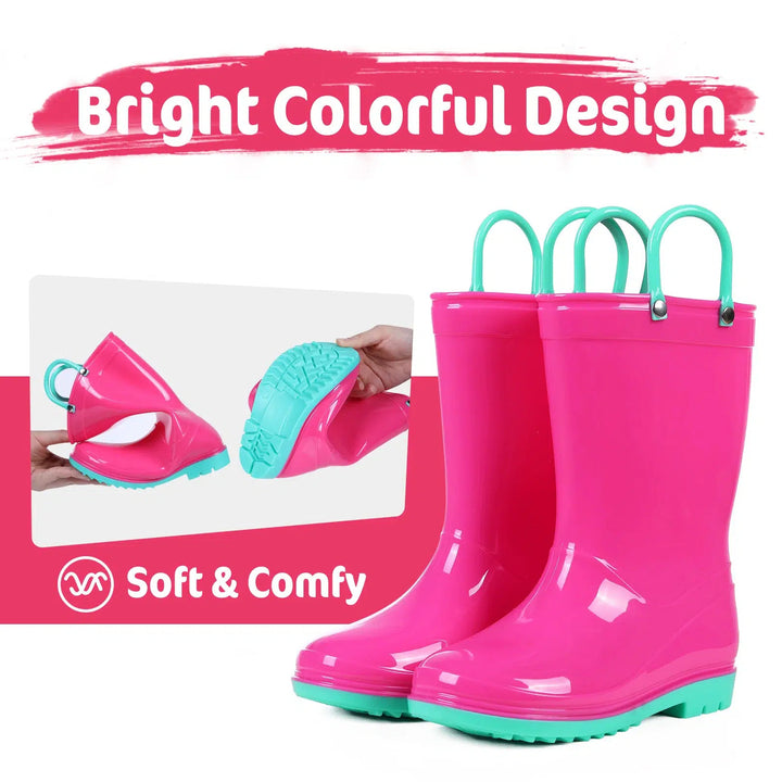 Toddler Kids Rain Boots With Handles Unicorn Unisex Rain Boots For Kids-Shoes-Bennys Beauty World