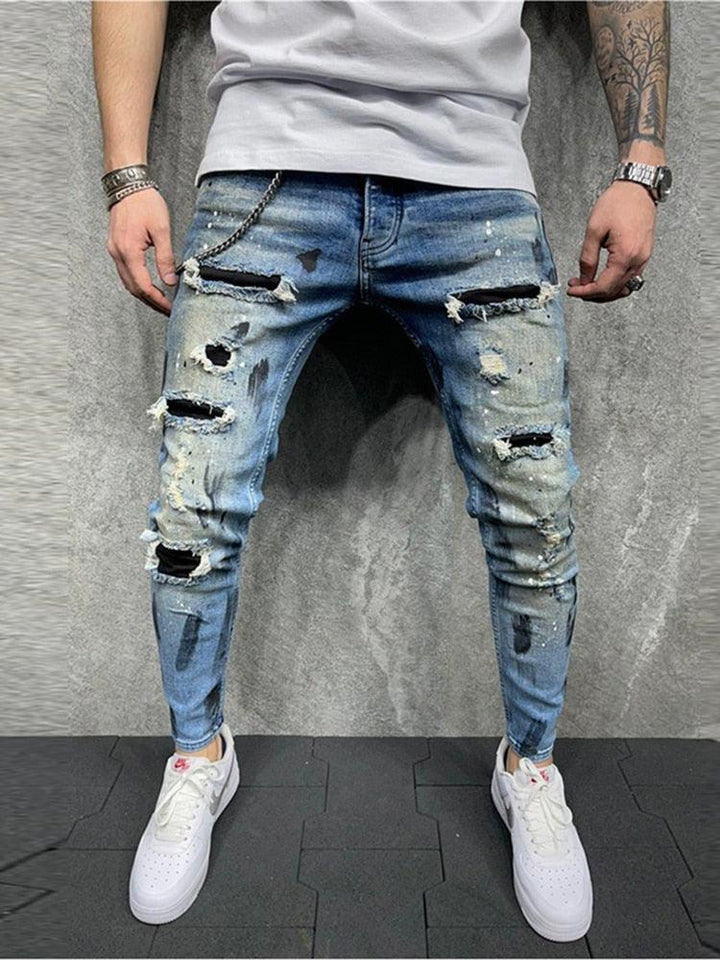 Men Pants Fashion Men Casual Pants Stretchy Demin Skinny Pants-pants-Bennys Beauty World
