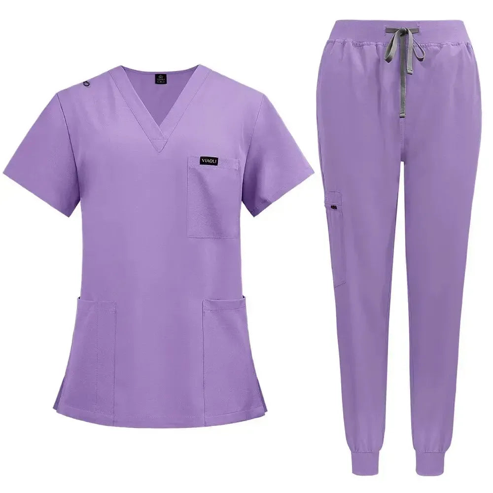 Women's Medical Scrub Set – V-Neck Clinical Uniform with Pockets-Scrubs-Bennys Beauty World