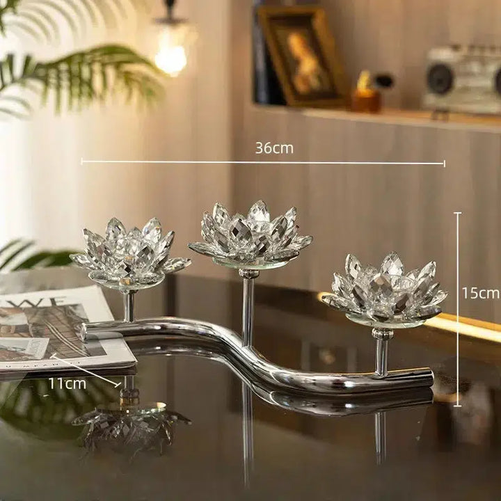 Crystal Candles Lotus Metal Candle Holder Candleholder Wedding Centerpieces Candle Stick Holder Home Decoration Accessories-Arlik interiors