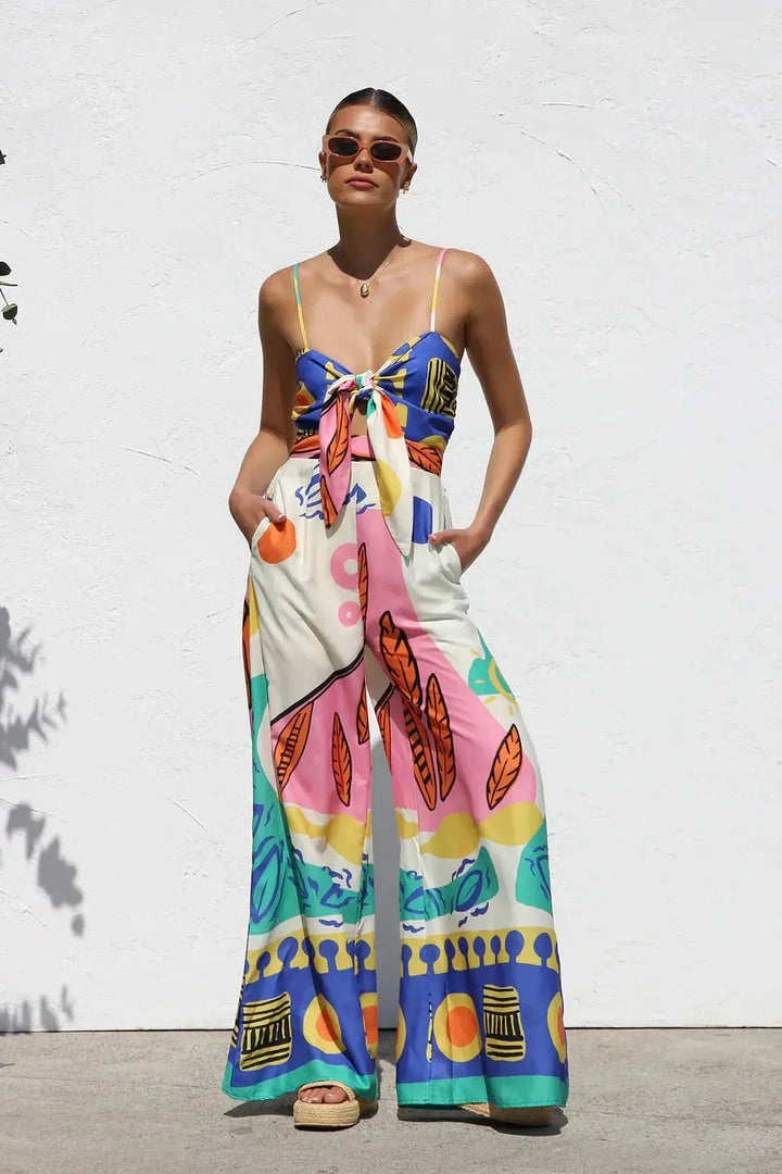 Bohemian Spaghetti Strap Jumpsuit for Women-Dress-Bennys Beauty World