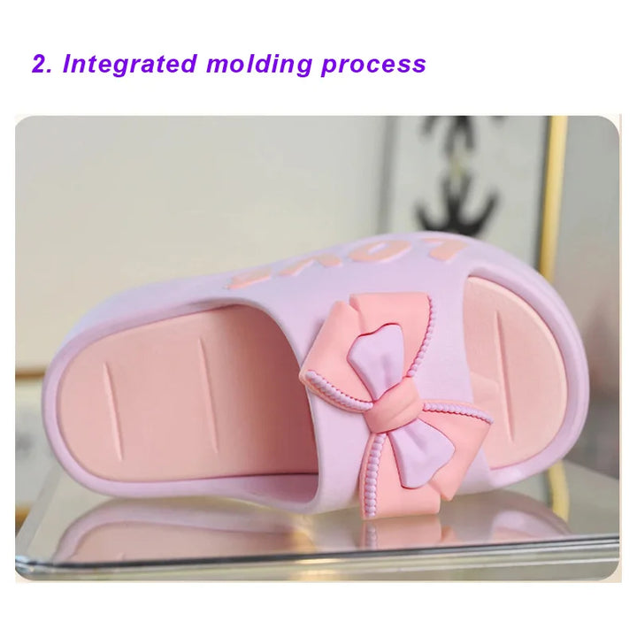 White Pink Bow-knot Slippers Woman High Platform EVA Slides