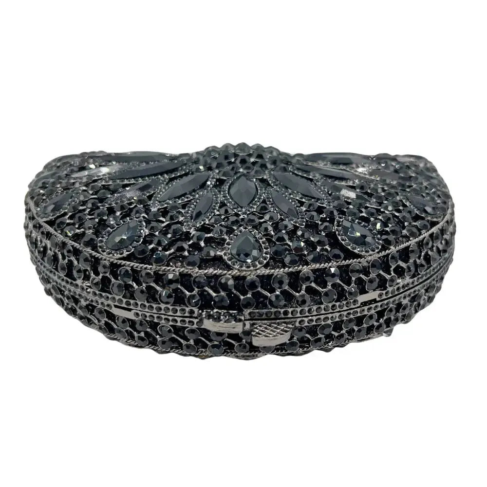 Black Crystal Rhinestone Evening Clutch Bag - Bennys Beauty World