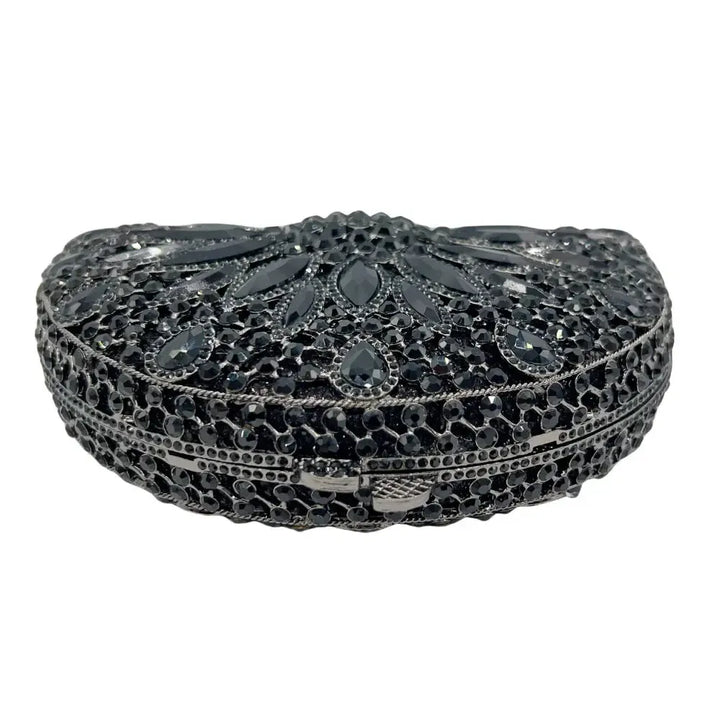 Black Crystal Rhinestone Evening Clutch Bag - Bennys Beauty World
