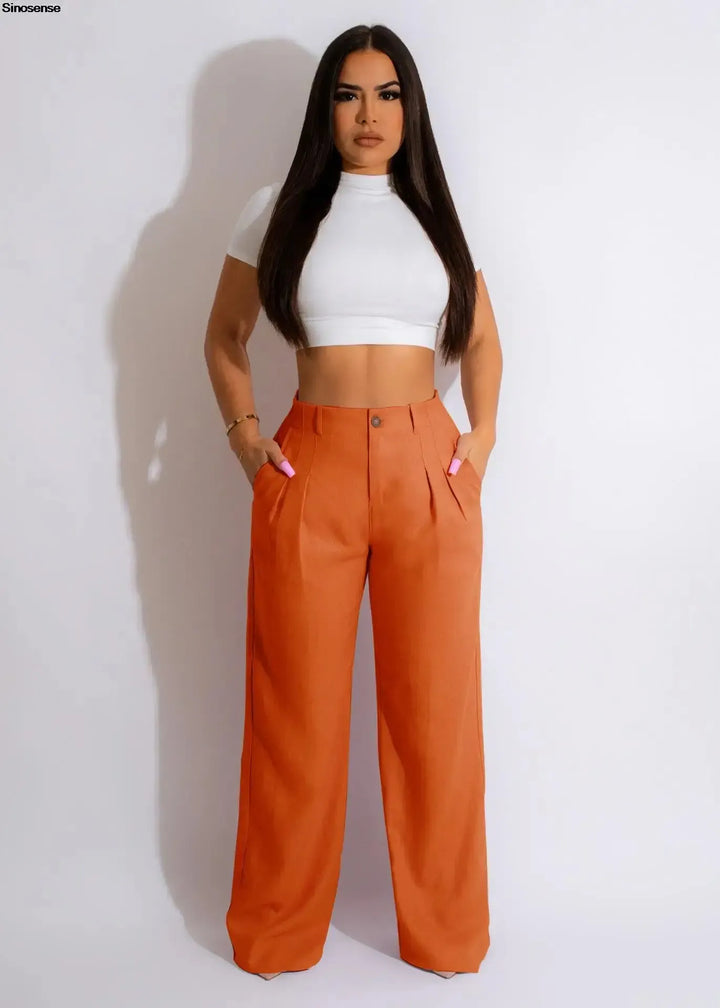 Women's High Waist Cotton Linen Wide Leg Trousers-Bennys Beauty World
