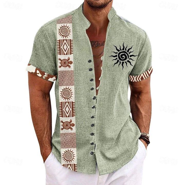 Men’s Linen Short Sleeve Shirt-Shirt-Bennys Beauty World