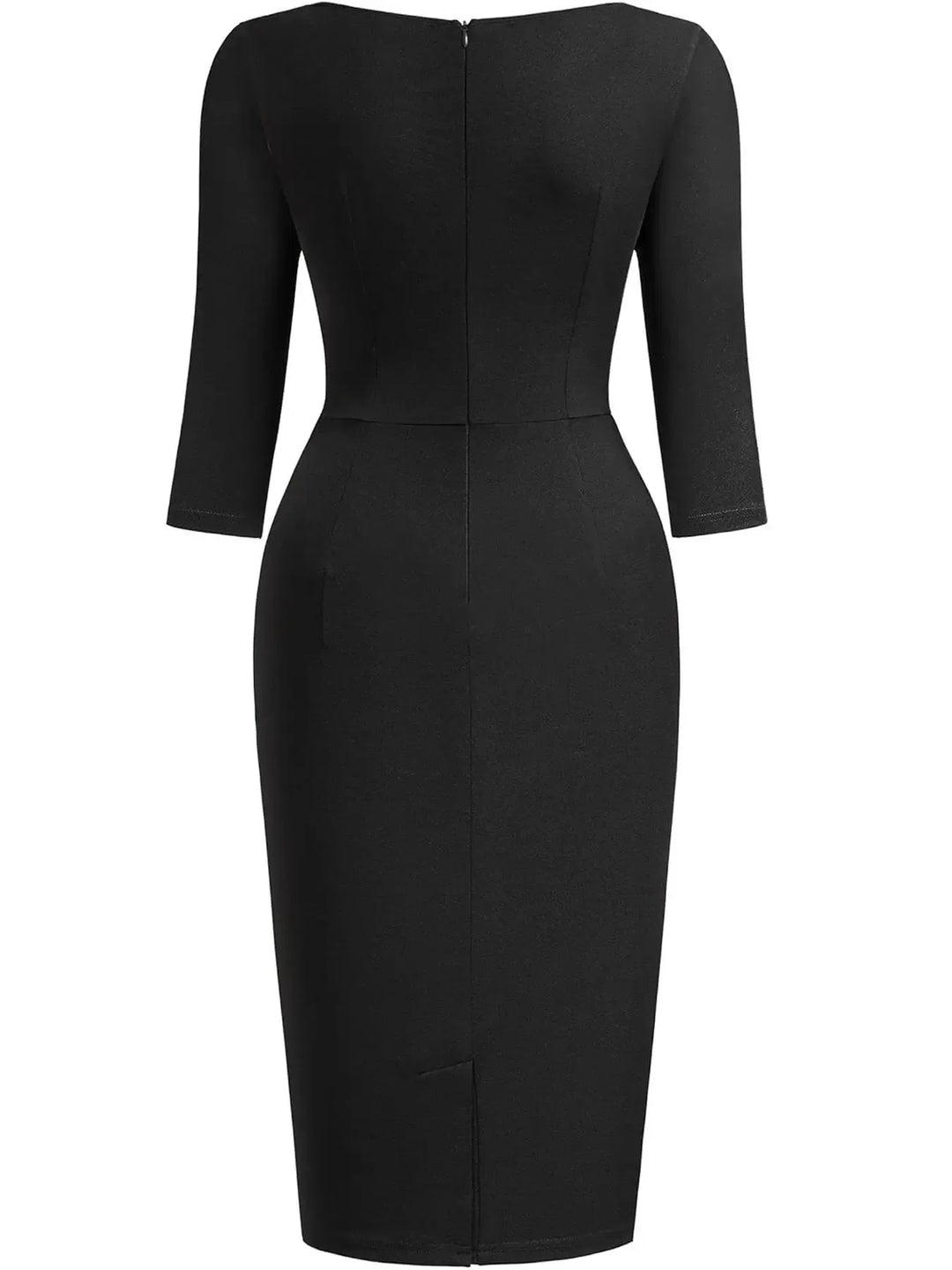 Women's Elegant Bodycon Sheath Dress – Crew Neck 3/4 Sleeve Knee-Length Work & Party Dress-Dresses-Bennys Beauty World