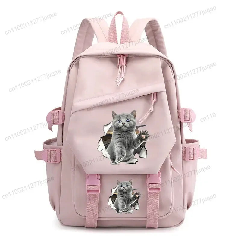 Back To School Cute Funny Cat Print Backpack-Backpack-Bennys Beauty World
