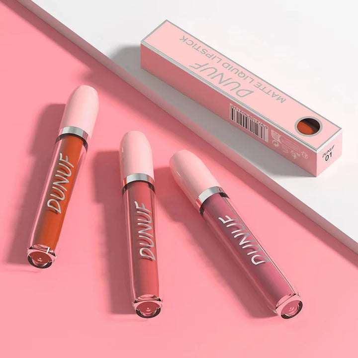 DUNUF Matte Lip Gloss Set – 5 Waterproof Velvet Lipsticks