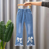 Baby Girls Jeans Casual Pants Kids Flower Bow Bell-bottoms Cowboy Jeans-Bennys Beauty World