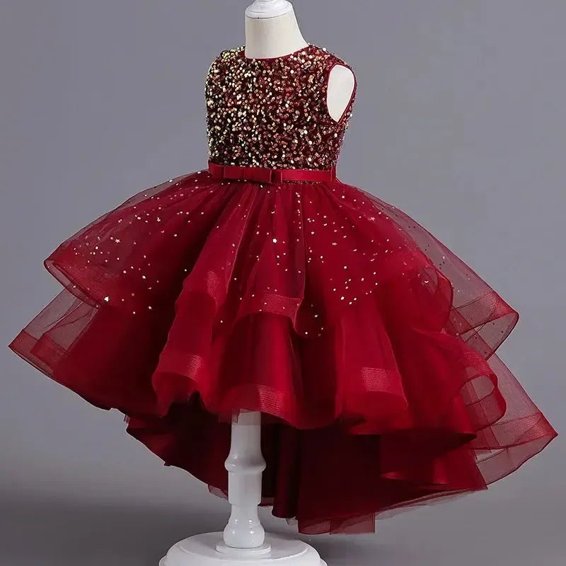 Girls Sequin Princess Dress – Sleeveless Formal Gown (Ages 3–14) - Bennys Beauty World