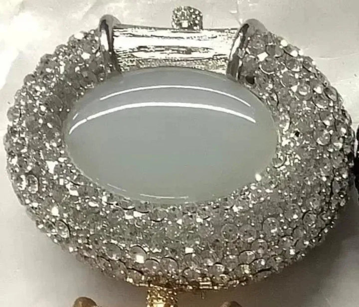 Large Stone Hard Metal Evening Clutch Bag