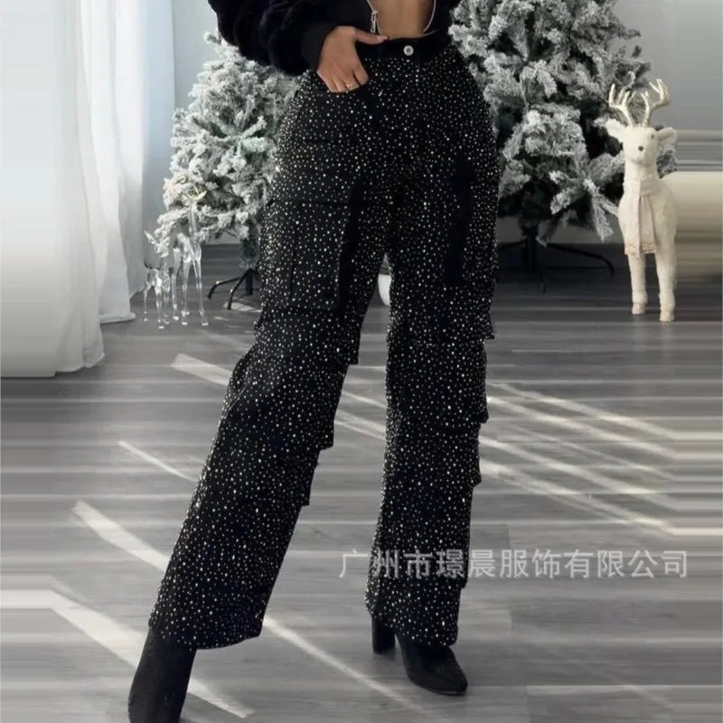 Women's High Waist Jeans Denim Casual Pants