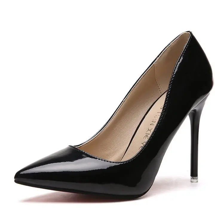 Women Shoes Pointed Toe Pumps Patent Leather Dress High Heels