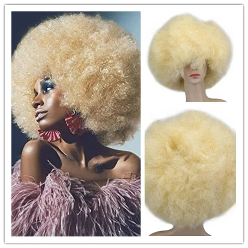 Super Big  Short Curly Cosplay Party Black Dance Afro Wigs Synthetic