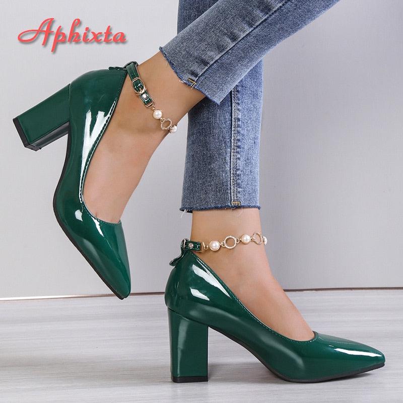 Luxury 7cm Chunky Heels Pumps Women Shoes-Shoe-Bennys Beauty World