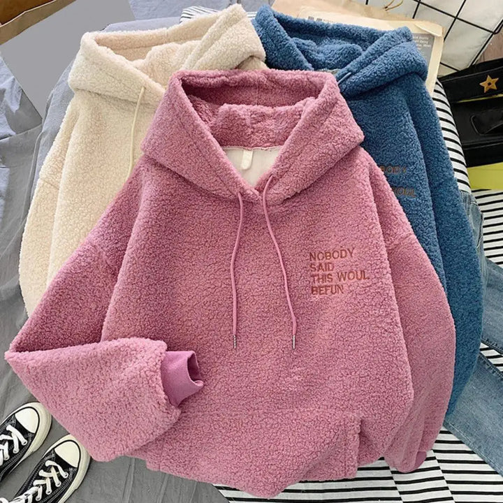 Women's Fleece Flannel Pullover Female Sweatshirt