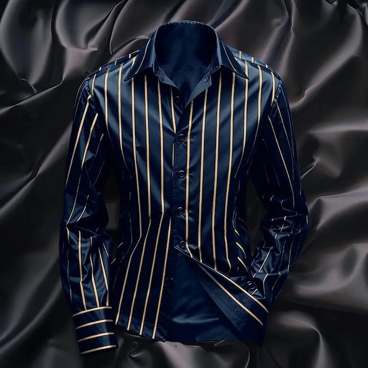 Men's Striped Long Sleeve Shirt – Stylish Casual Dress Shirt-Shirt-Bennys Beauty World