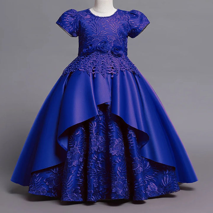 Girls Embroidery Princess Party Dress | Satin Ball Gown