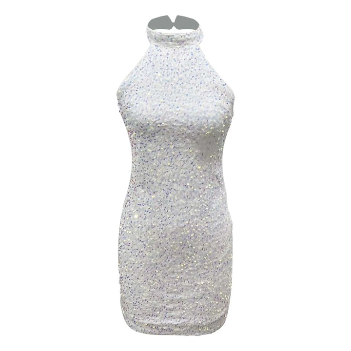 V-Neck Backless Ruched Sequin Bodycon Dress
