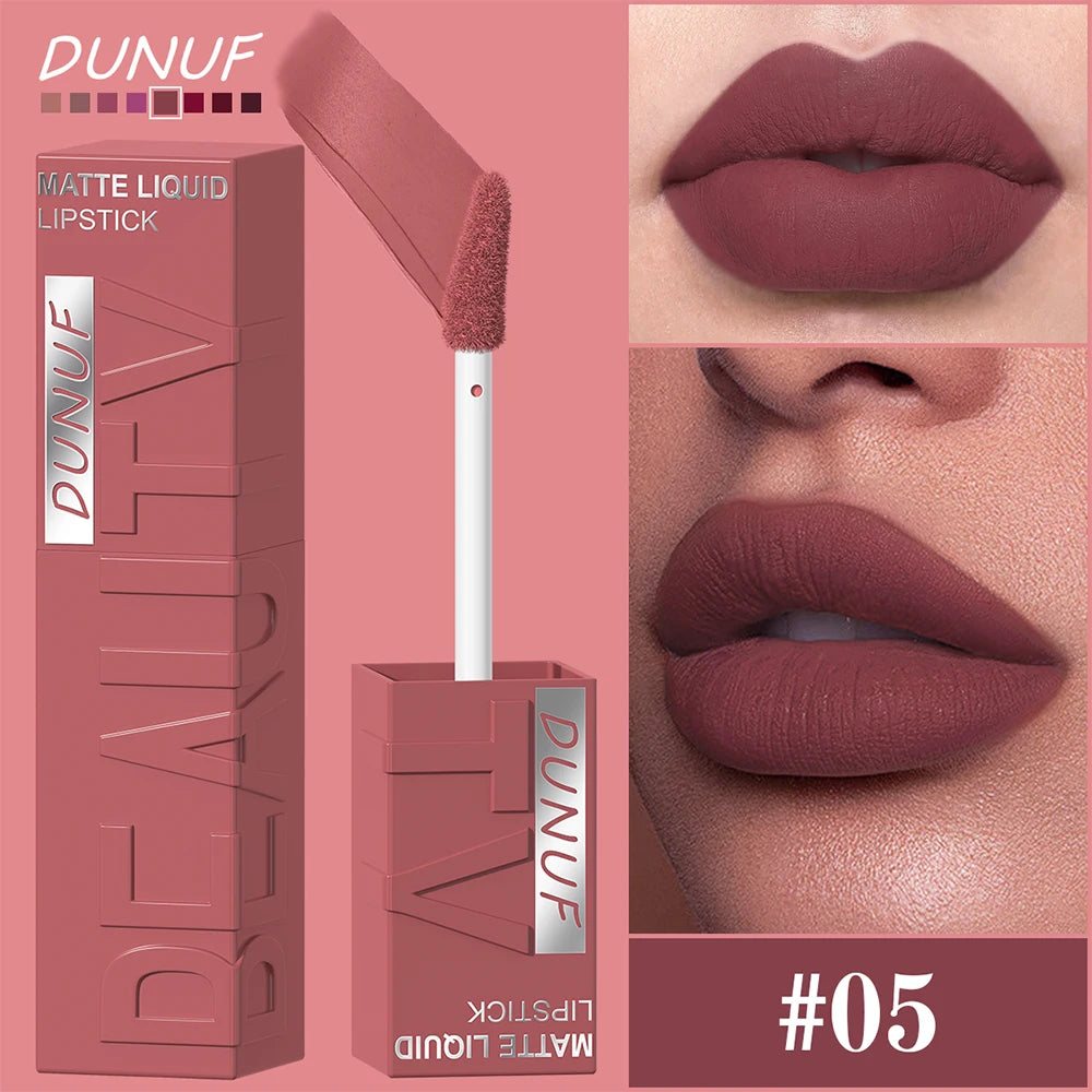 DUNUF Matte Velvet Lipstick – Long-Lasting, Waterproof &amp; Non-Transfer
