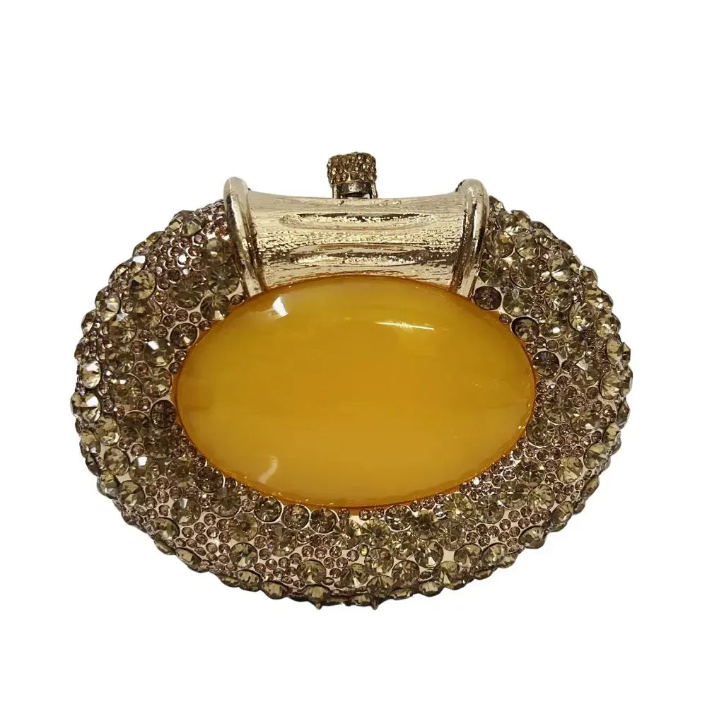 Large Stone Hard Metal Evening Clutch Bag