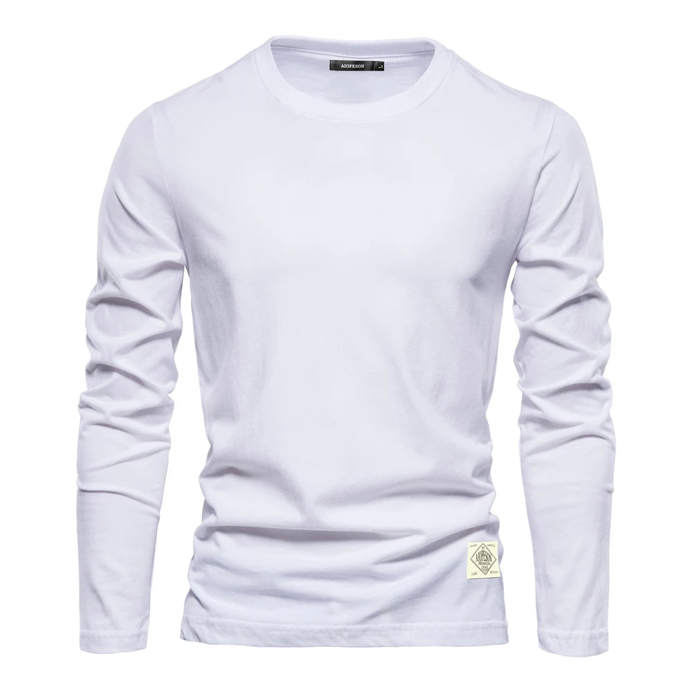 Cotton Long Sleeve T Shirt For Men Solid Spring Casual Mens T-shirts