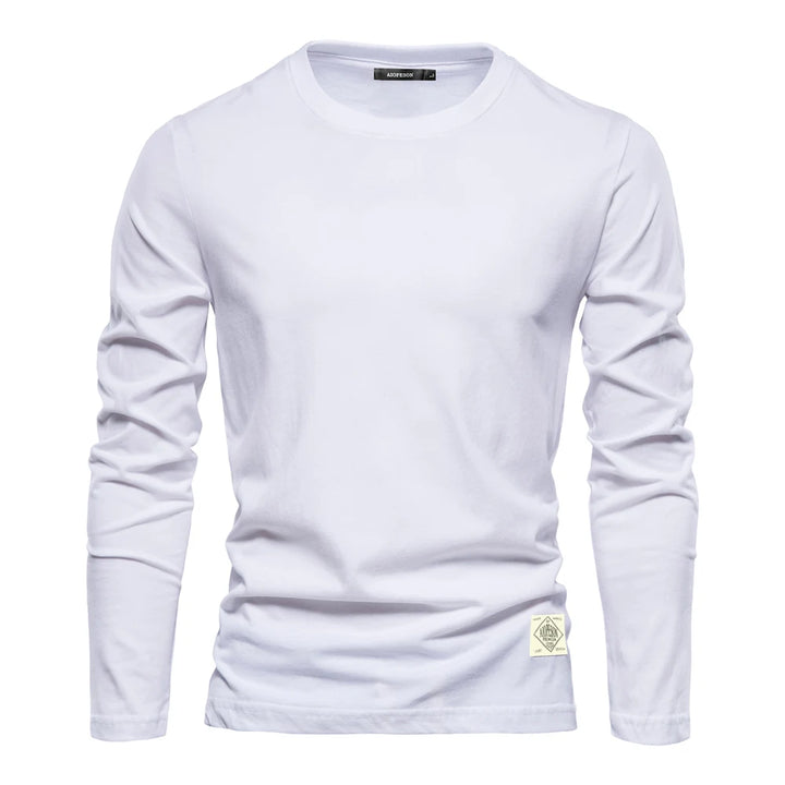 Cotton Long Sleeve T Shirt For Men Solid Spring Casual Mens T-shirts