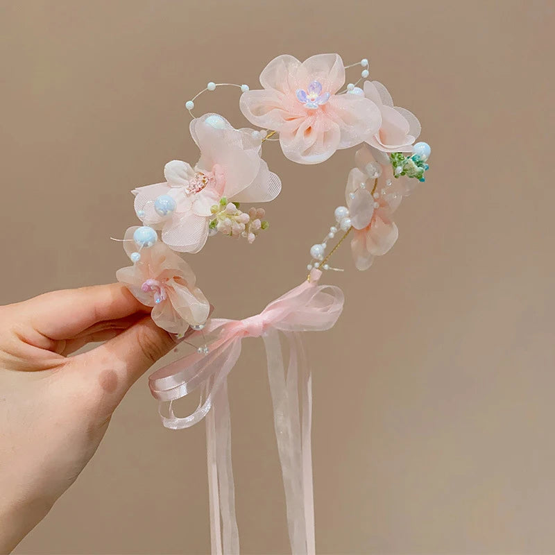 Artificial Flower Crown Headband for Girls Sweet Floral Hair Hoop