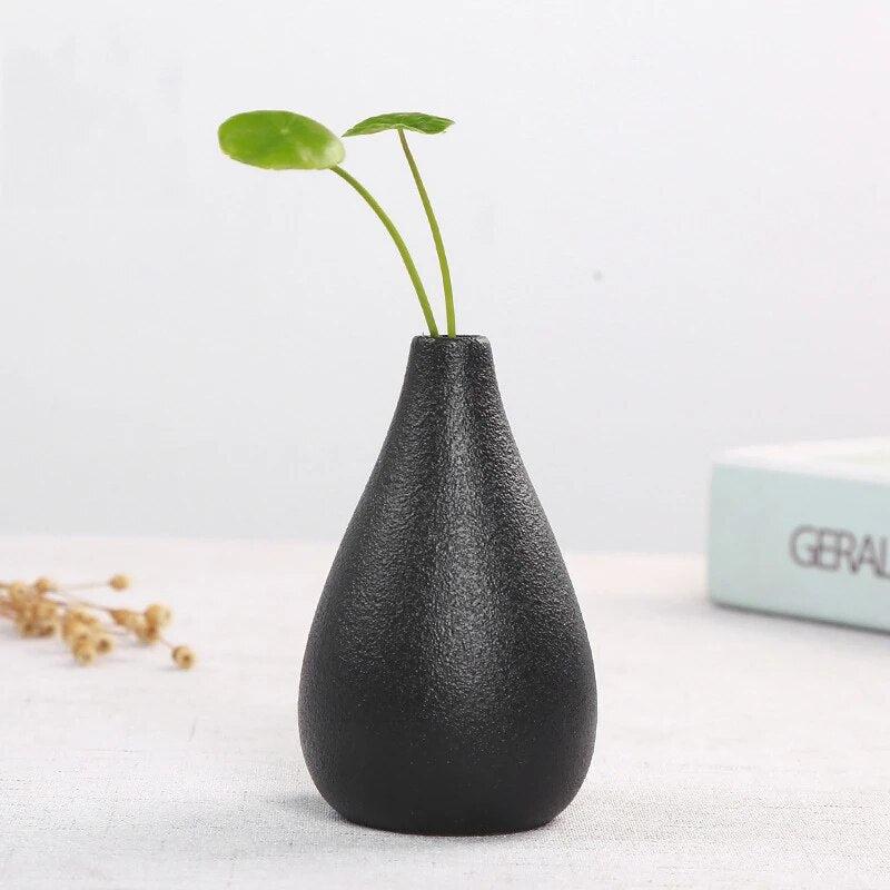 Black Ceramic Small Vase Home Decoration-Vases-Arlik interiors