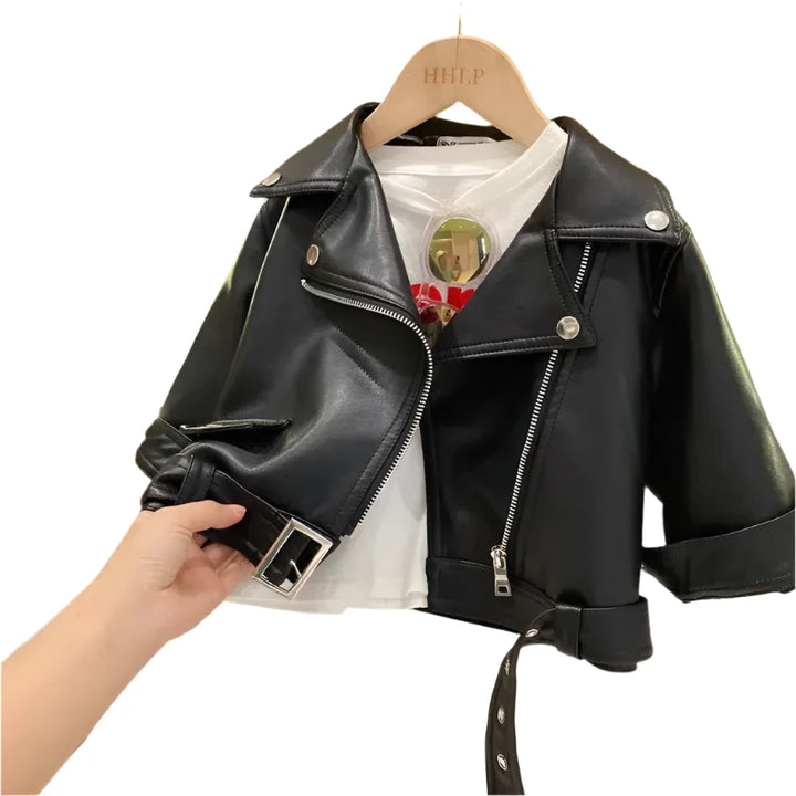 Boys Leather Jackets Zipper Fly Coats