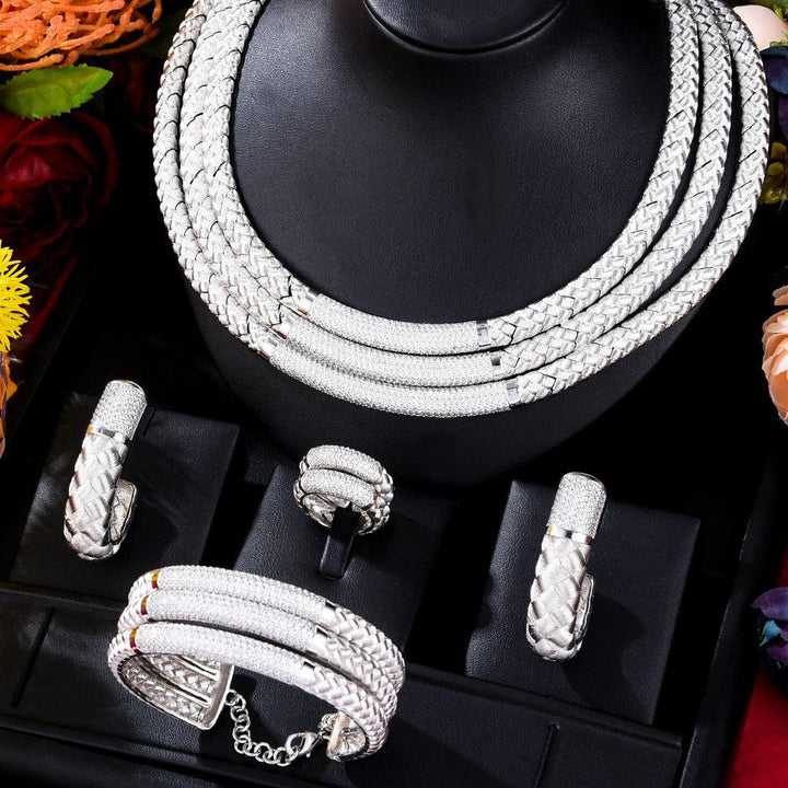 New Trendy 4PCS 3 Layers African Jewelry Set For Women-Jewelry-Bennys Beauty World