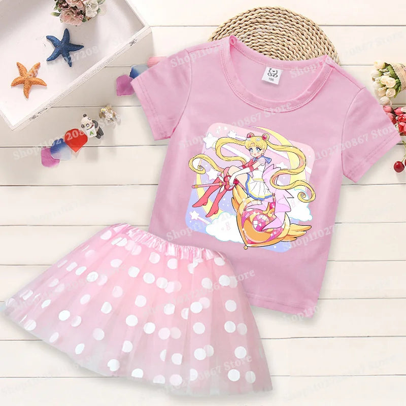 Summer Kids Girls Clothes Little Pony T-Shirt+Tutu Skirt 2pcs Clothing Sets