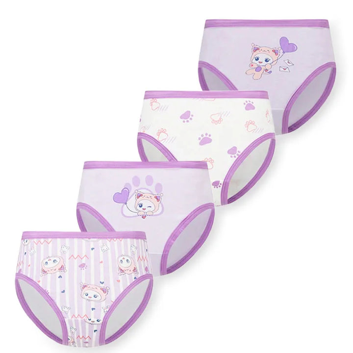Girls Cotton Cartoon Underwear 4-Pack