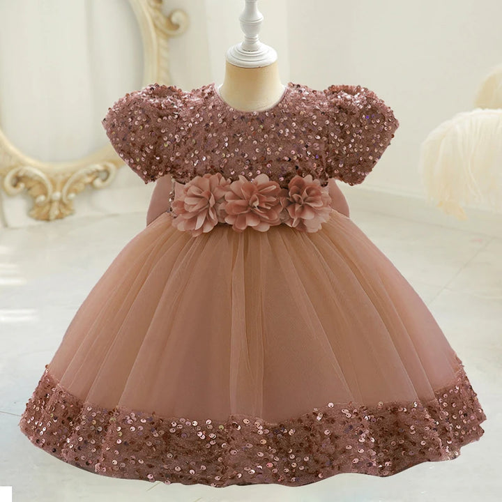 Toddler Baby Sequin Party Dresses Baptism Princess Dress