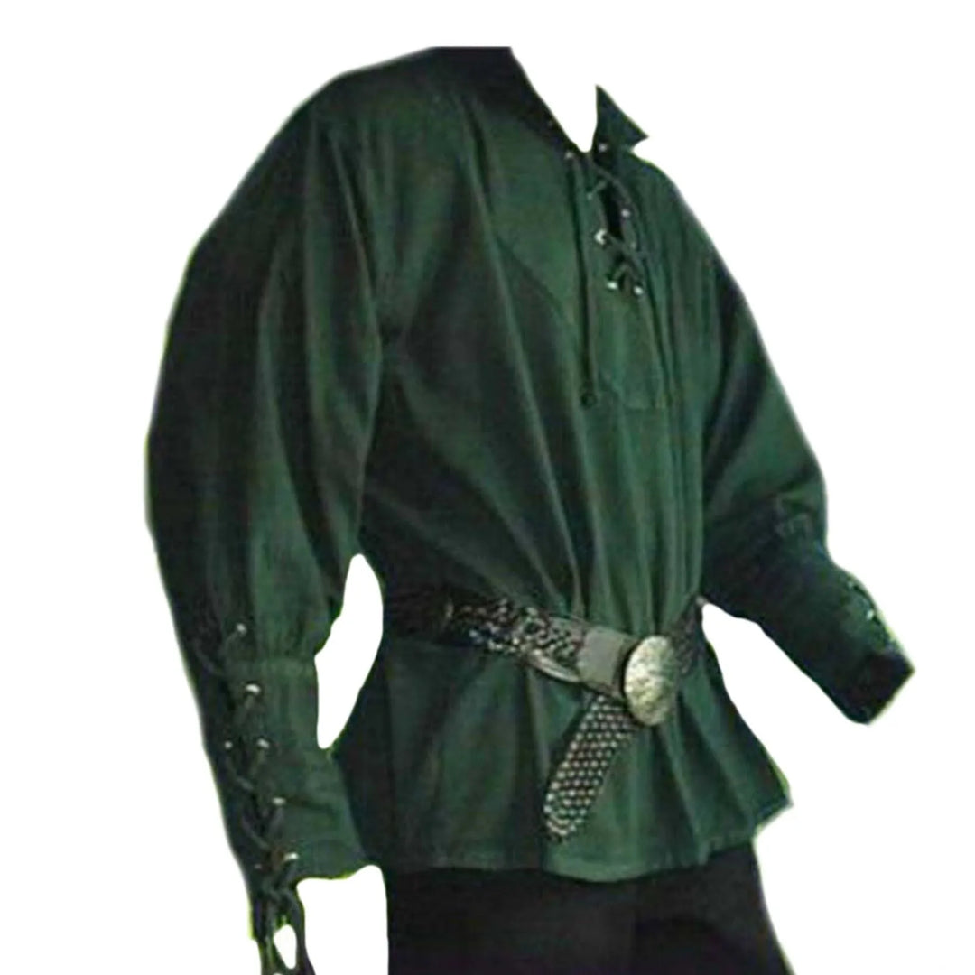 Men’s Medieval Bandage Shirt – Vintage Long Sleeve Casual Blouse-Shirt-Bennys Beauty World
