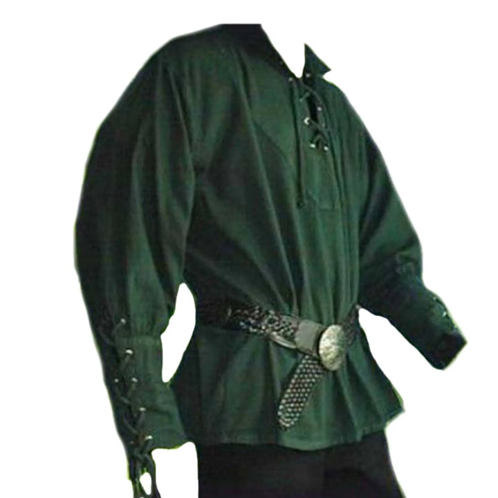 Men’s Medieval Bandage Shirt – Vintage Long Sleeve Casual Blouse-Shirt-Bennys Beauty World