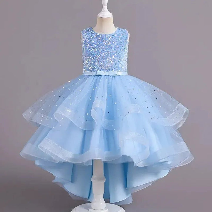 Girls Sequin Princess Dress – Sleeveless Formal Gown (Ages 3–14) - Bennys Beauty World