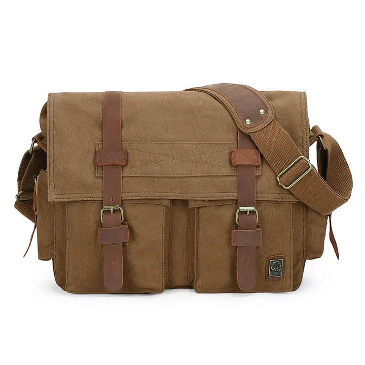 Fashion Vintage Leather Canvas Messenger Bag Cotton Canvas-bag-Bennys Beauty World