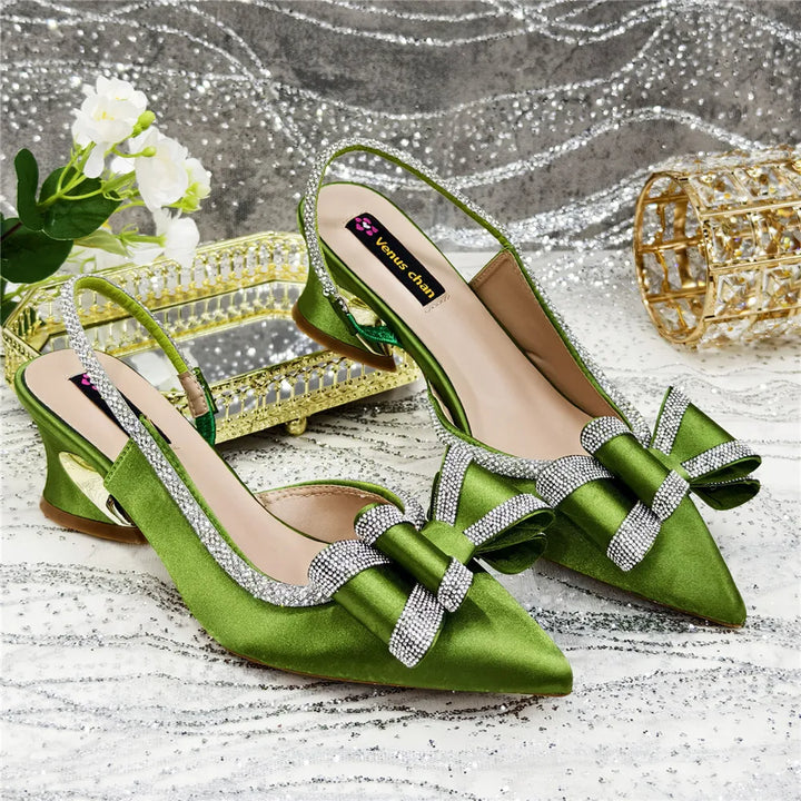 Women Hollowed Out Embroidery Rhinestone Shoes and Bag