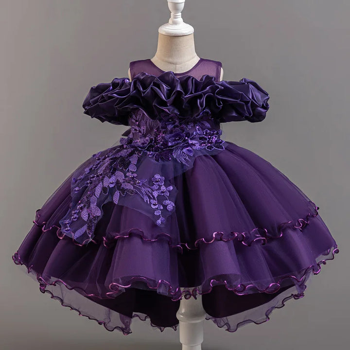 3-10 Years Girls Tailing Dress Summer Sequins Dresses