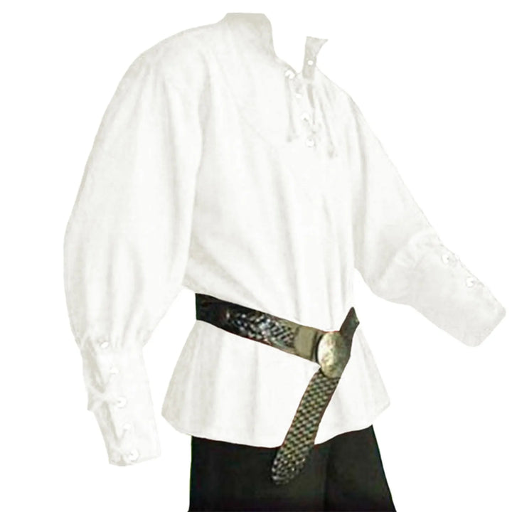 Men’s Medieval Bandage Shirt – Vintage Long Sleeve Casual Blouse-Shirt-Bennys Beauty World