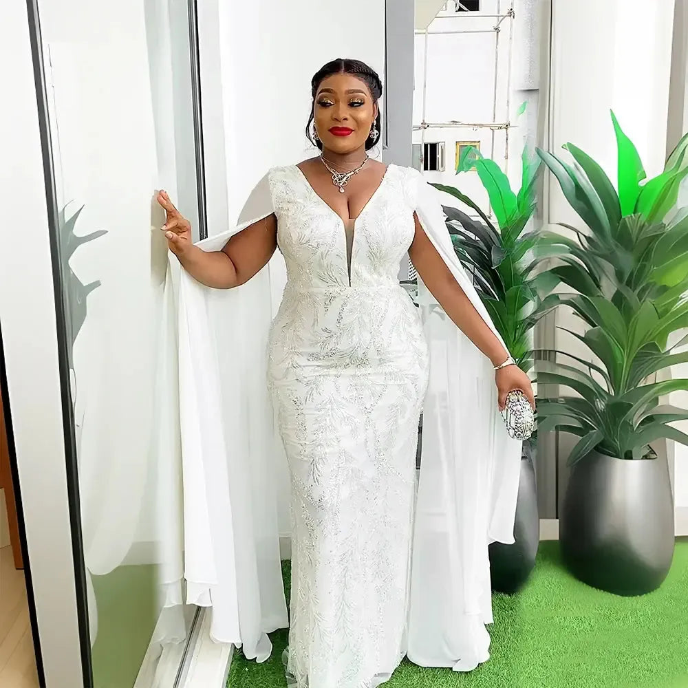 African Dresses for Women Fashion Plus Size Sequin Evening Party Dress-African Dresses-Bennys Beauty World