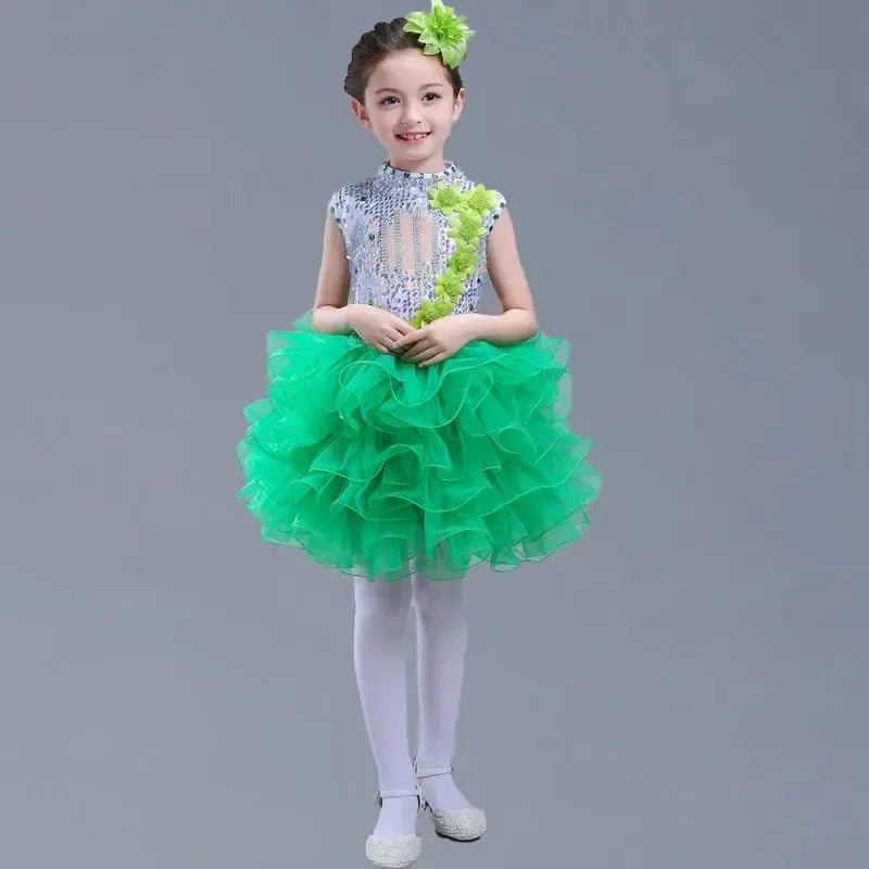 Girls Sequined Tutu Dance Dress – Princess Performance Costume for Kids - Bennys Beauty World
