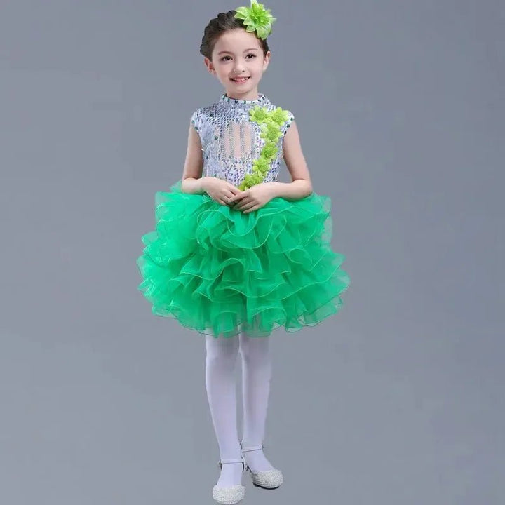 Girls Sequined Tutu Dance Dress – Princess Performance Costume for Kids - Bennys Beauty World