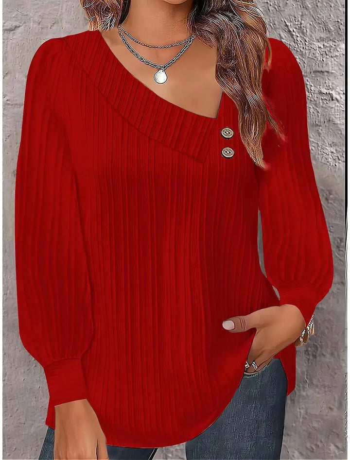 Women's Long Sleeved Shirt Solid Color Blouse Minimalist Women Tops-blouse-Bennys Beauty World
