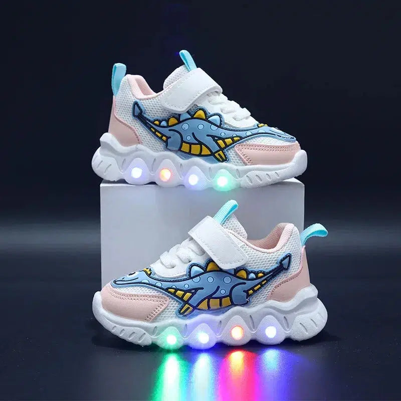 LED Kids Cartoon Dinosaur Boys Casual Sneakers-Shoes-Bennys Beauty World