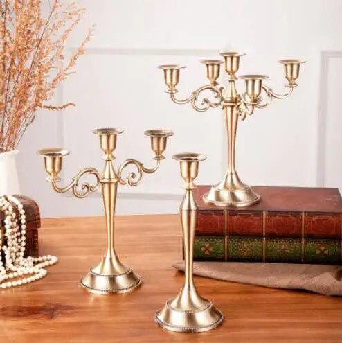 Ou a metal candlestick first three head five metals, wrought iron candlestick, furnishing articles romantic wedding retro candle-Arlik interiors