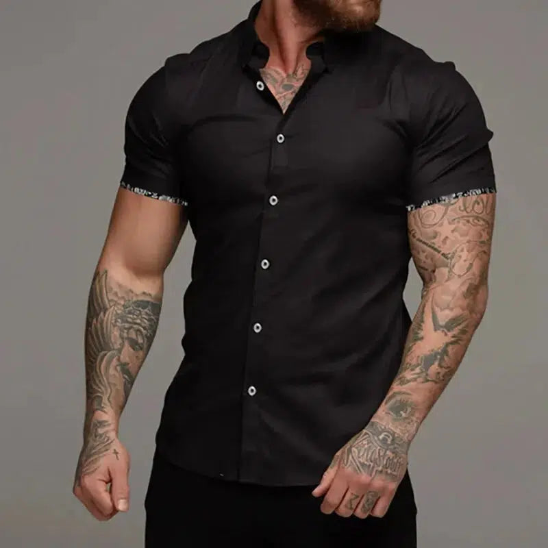 Men's Summer Solid Color Business Professional Shirt-shirt-Bennys Beauty World